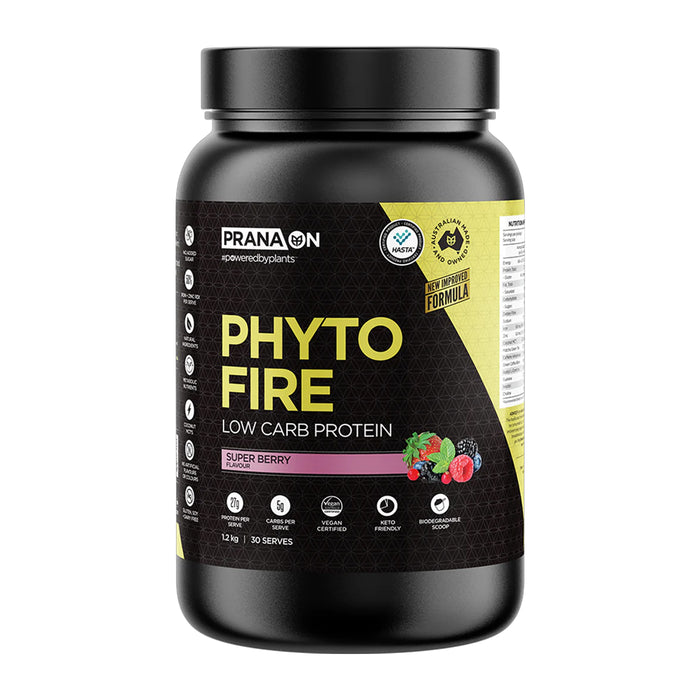 PRANA On Phyto Fire Protein Super Berry 30 Serves 1.2 KG Low Carb Wicked NRG