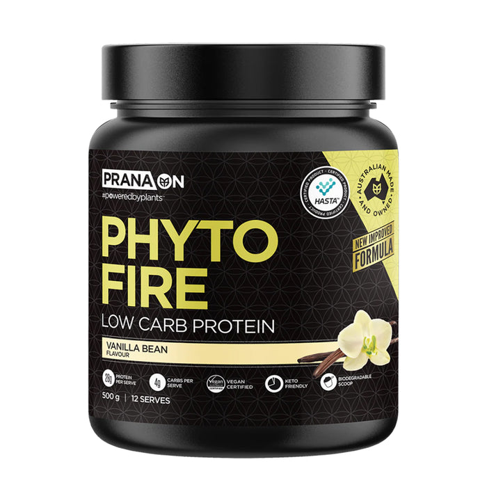 PRANA On Phyto Fire Protein Vanilla Bean 12 Serves 500 Grams Low Carb Wicked NRG