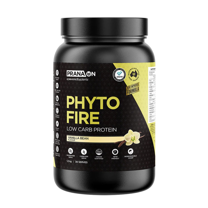 PRANA On Phyto Fire Protein Vanilla Bean 30 Serves 1.2 KG Low Carb Wicked NRG