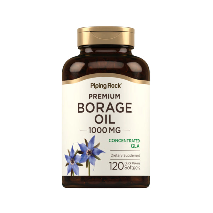 Piping Rock Borage Oil (GLA), 1000 mg, 120 Quick Release Soft gels Wicked NRG