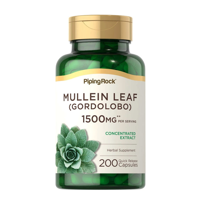 Piping Rock Mullein Leaf Extract 1500mg 200 Capsules Non-GMO  Wicked NRG