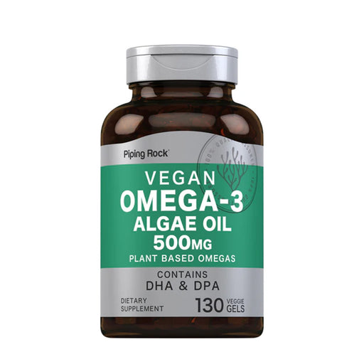 Piping RockOmega-3 Algae Oil Vegan, 500 mg, 130 Veggie Gels Wicked NRG