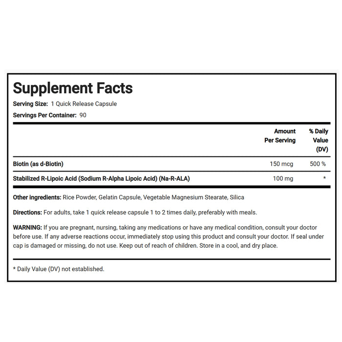 Piping Rock R-Lipoic Acid 100mg 90 Caps Ingredients Wicked NRG