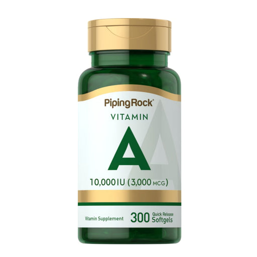 PipingRock Vitamin A, 10,000 IU, 300 Quick Release Softgels Wicked NRG