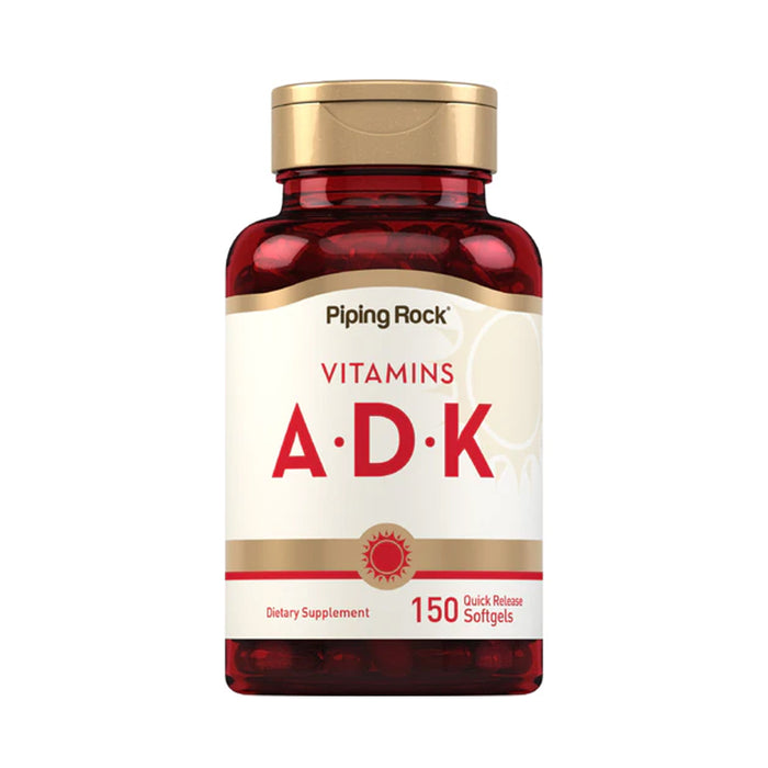 Piping Rock Vitamins A (1500 mcg) D (5000 IU) & K (800 mcg), 150 Quick Release Softgels Wicked NRG