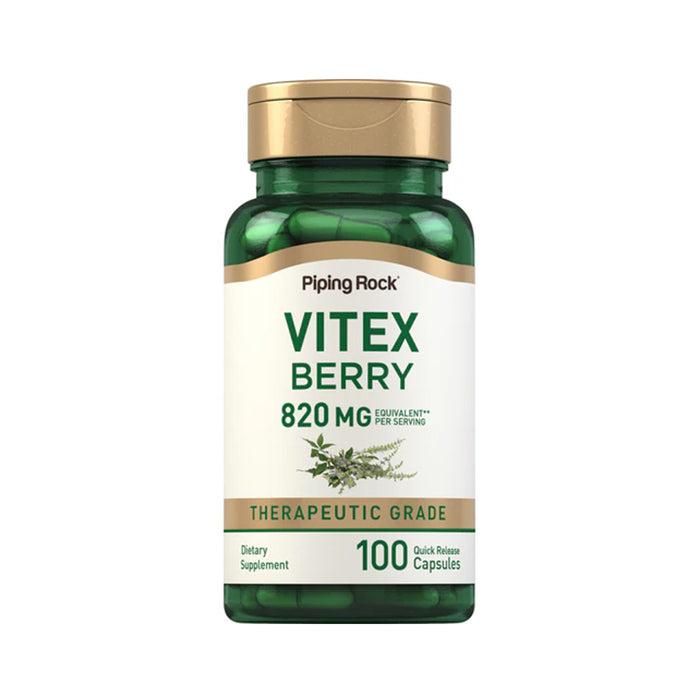 Piping Rock Vitex (Chasteberry Fruit), 820 mg 100 Capsules Wicked NRG