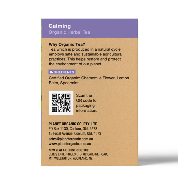 Planet Organic Calming Organic Herbal Tea Bags 25pk Ingredients, Wicked NRG