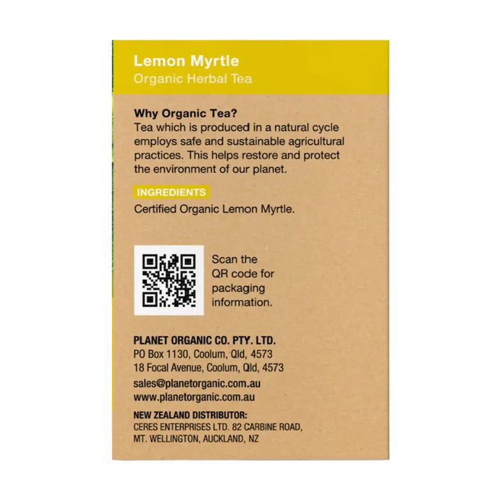 Planet Organic Lemon Myrtle 25 Teabags - Certified Organic Directions Wicked NRG