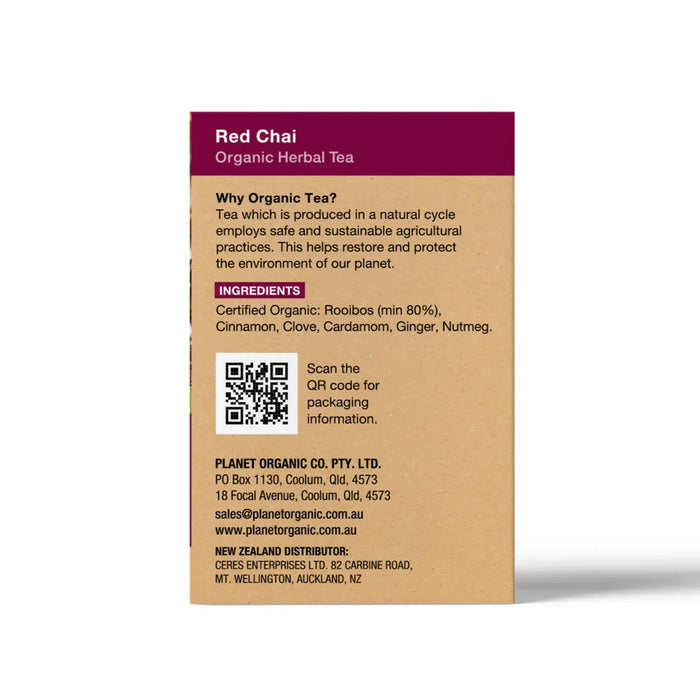 Planet Organic Red Chai 25 Teabags - Certified Organic Ingredients Wicked NRG