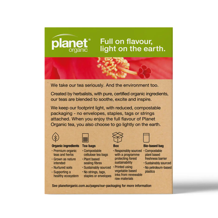 Planet Organic Rosehip & Hibiscus Tea 25 Tea Bags - Certified Organic a Wicked NRG