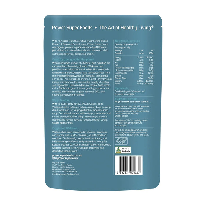 Power Super Foods Wakame Leaf Certified Organic 25g Wicked NRG 