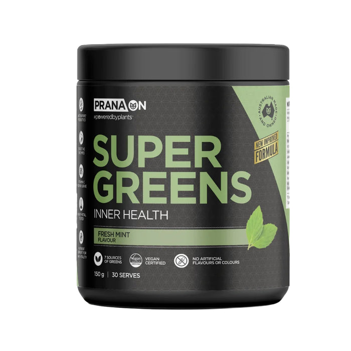 Prana On Super Greens Fresh Mint 30 Serves 150g Wicked NRG 