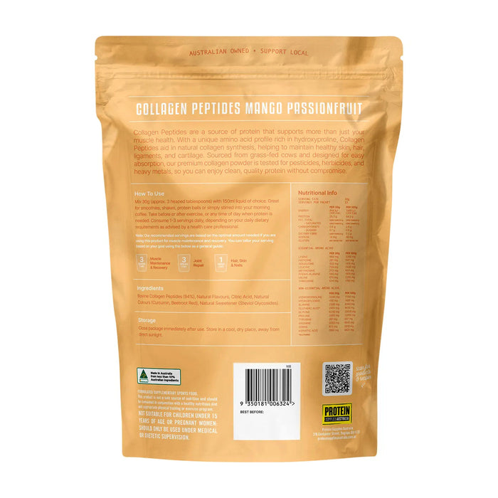 Protein Supplies Australia Collagen Peptides 1 KG Mango Passionfruit Ingredients Wicked NRG
