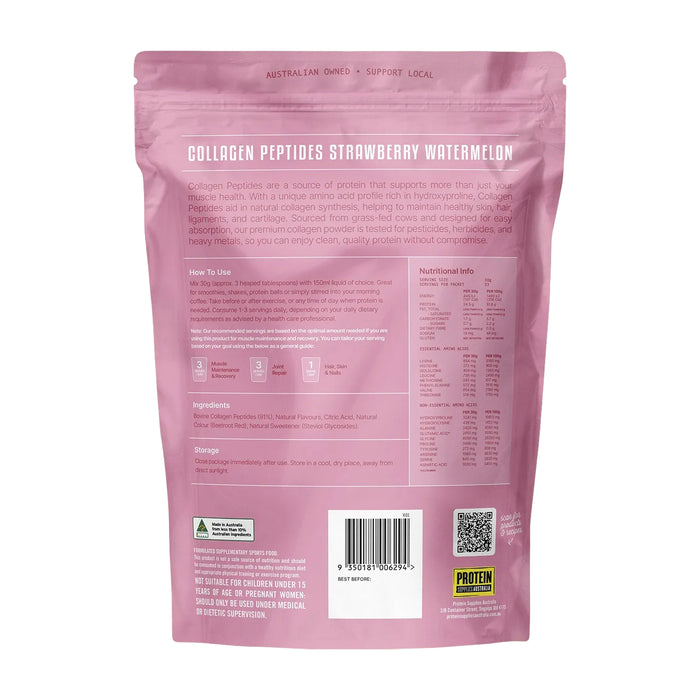 Protein Supplies Australia Collagen Peptides 1 KG Strawberry Watermelon Ingredients Wicked NRG