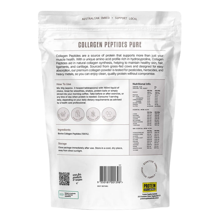 Protein Supplies Australia Collagen Peptides Pure 1kg Nutritional Panel Wicked NRG