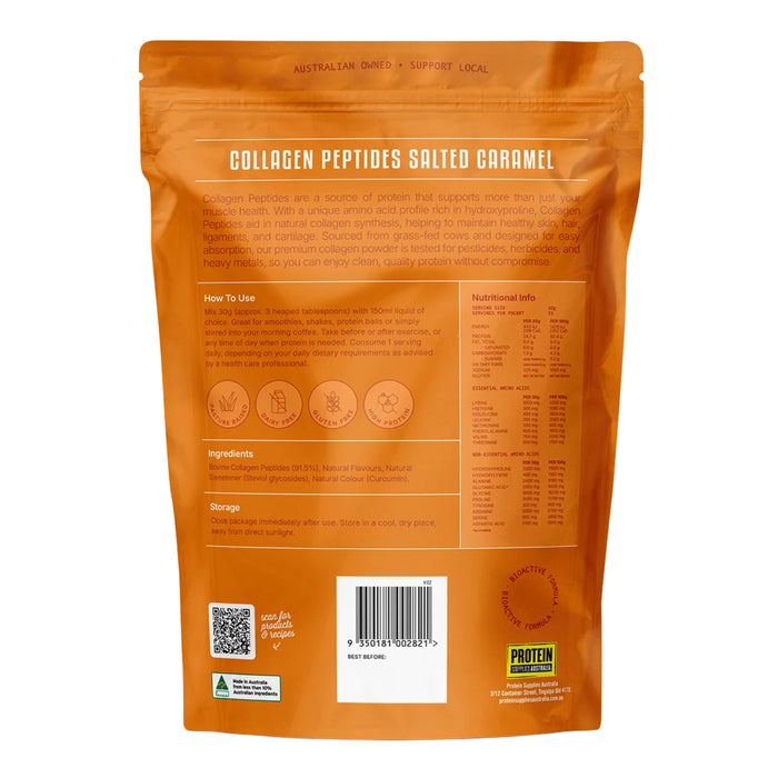Protein Supplies Australia Collagen Peptides Salted Caramel 1kg Nutritional Panel Wicked NRG