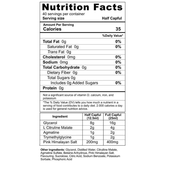 Psycho Pharma, Psycho Syrup, Unflavoured, 40 Serves, Nutritional Panel Wicked NRG