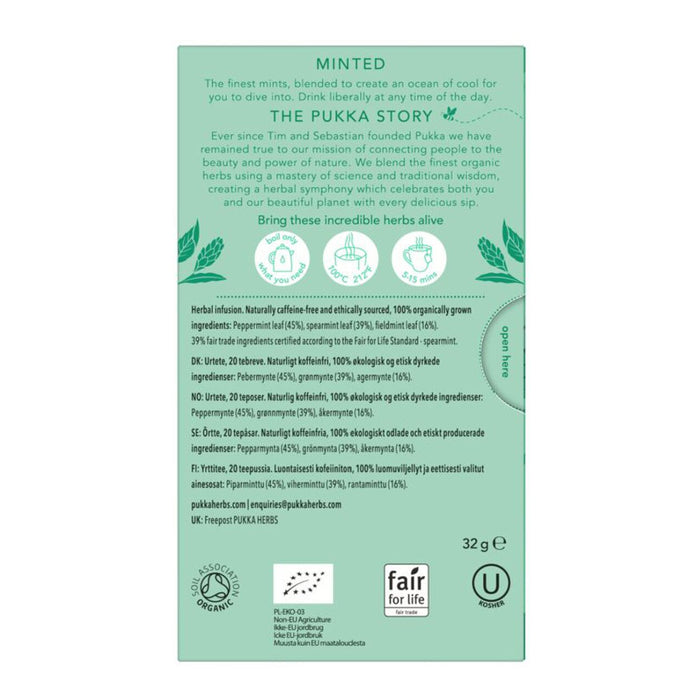 Pukka Herbs Organic Three Mint Tea Bags 20 Sachets Ingredients Wicked NRG