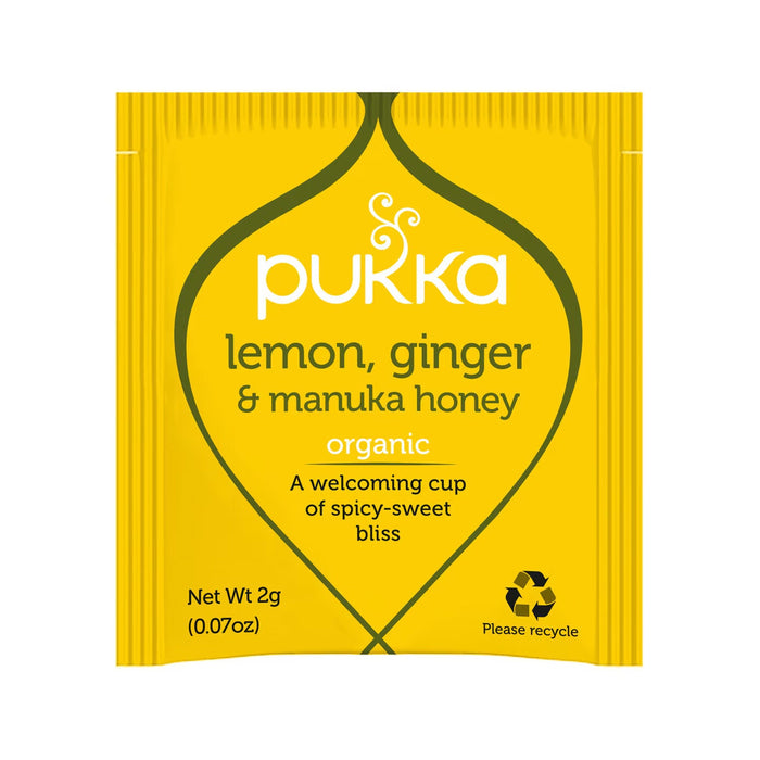 Pukka Organic Lemon, Ginger & a touch of Manuka Honey 20 Tea Bags Wicked NRG 