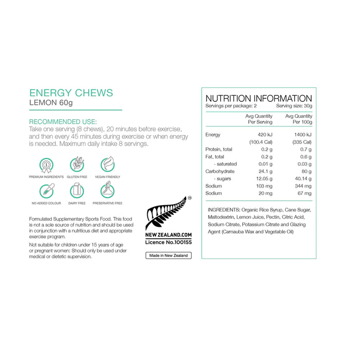 Pure Sports Nutrition Energy Chews buy online at Wicked NRG, Darwin, Australia
