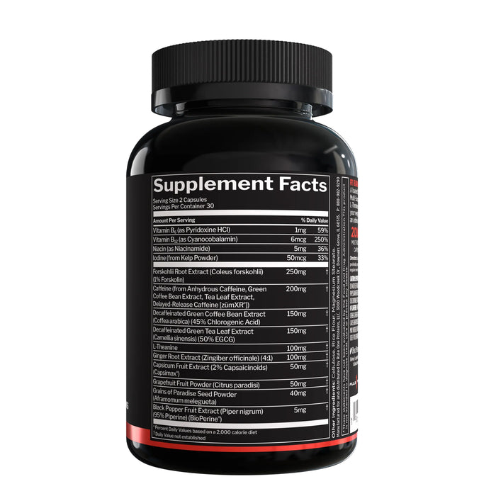 RULE 1 Burn Capsules Nutritional Panel Wicked NRG