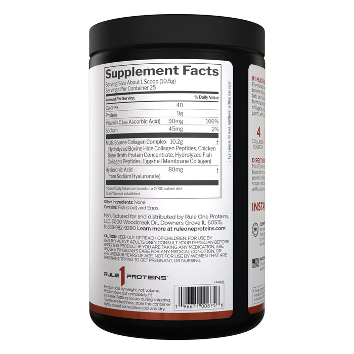 RULE 1 Multi-Source Collagen Unflavoured 25 Servings 262g back Wicked NRG
