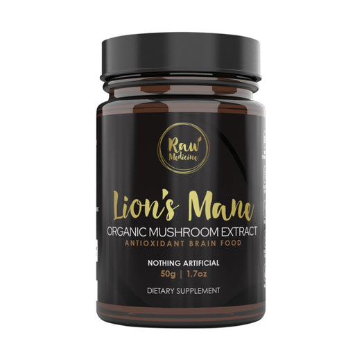 Raw Medicine Organic Mushroom Extract Lions Mane 50g Wicked NRG