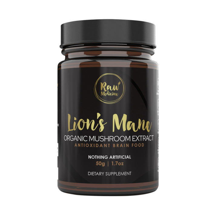 Raw Medicine Organic Mushroom Extract Lions Mane 50g Wicked NRG