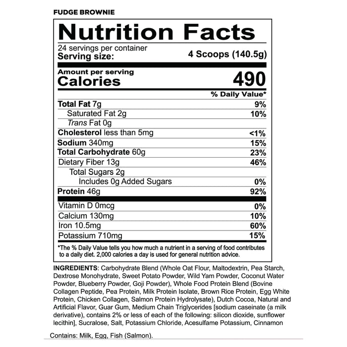 Redcon 1, MRE Meal Replacement Fudge Brownie, Nutritional Panel, Wicked NRG