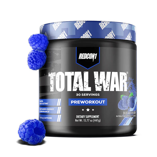 Redcon 1, TOTAL WAR, Pre workout, Blue Raspberry 30 Serves, 447 Grams, Wicked NRG,