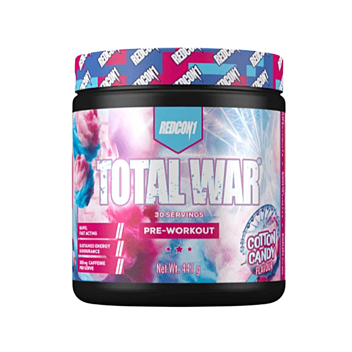 Redcon 1, TOTAL WAR, Preworkout, Cotton Candy, 30 Serves, 441 Grams, Wicked NRG,