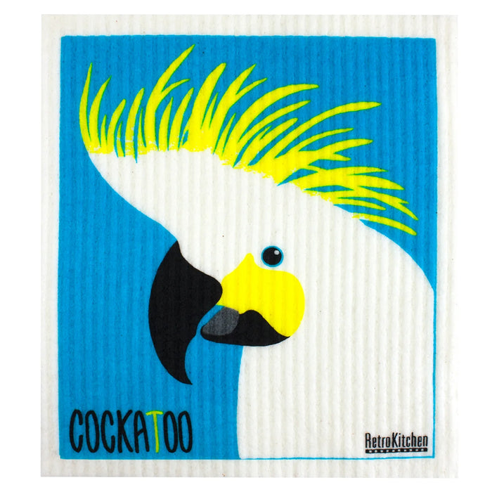 Retro Kitchen 100% compostable. Sponge Cloth - Cockatoo Wicked NRG