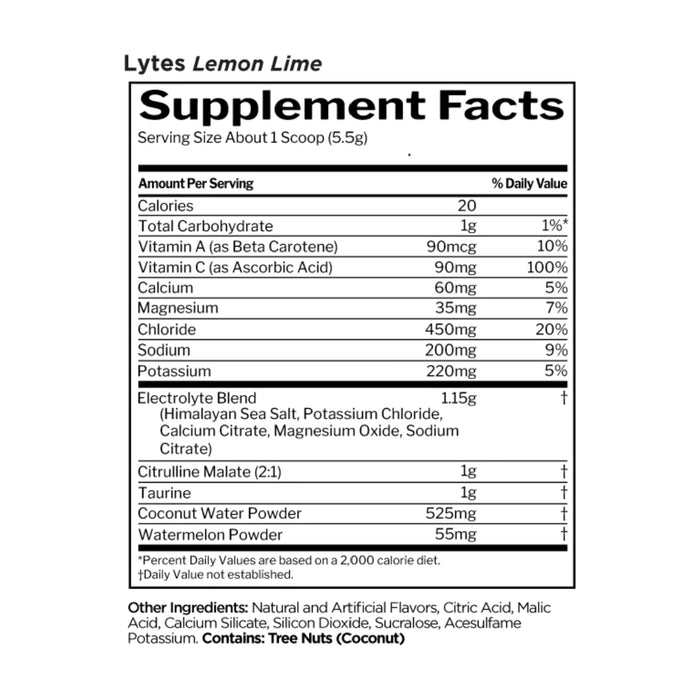 Rule 1 Lytes Lemon Lime 40 Serves 220g Ingredients Wicked NRG