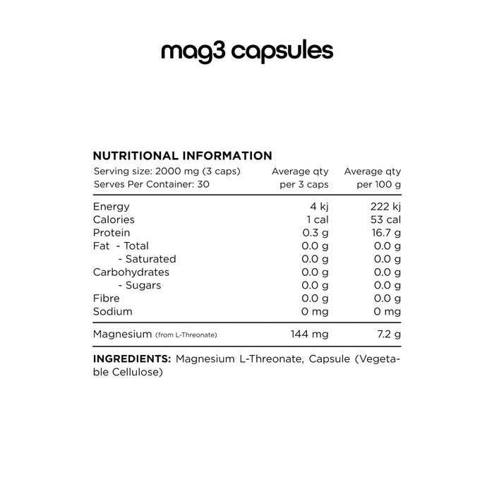 SWITCH Nutrition Mag3 100% Pure Magnesium L-Threonate 90 Capsules 60 grams Wicked NRG, Darwin, 