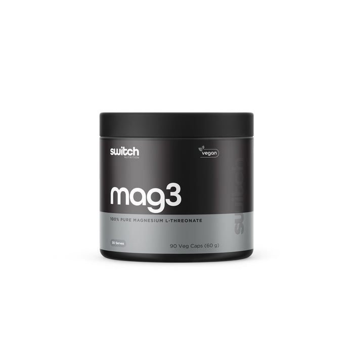 SWITCH Nutrition Mag3 100% Pure Magnesium L-Threonate 90 Capsules 60 grams Wicked NRG, Darwin, 