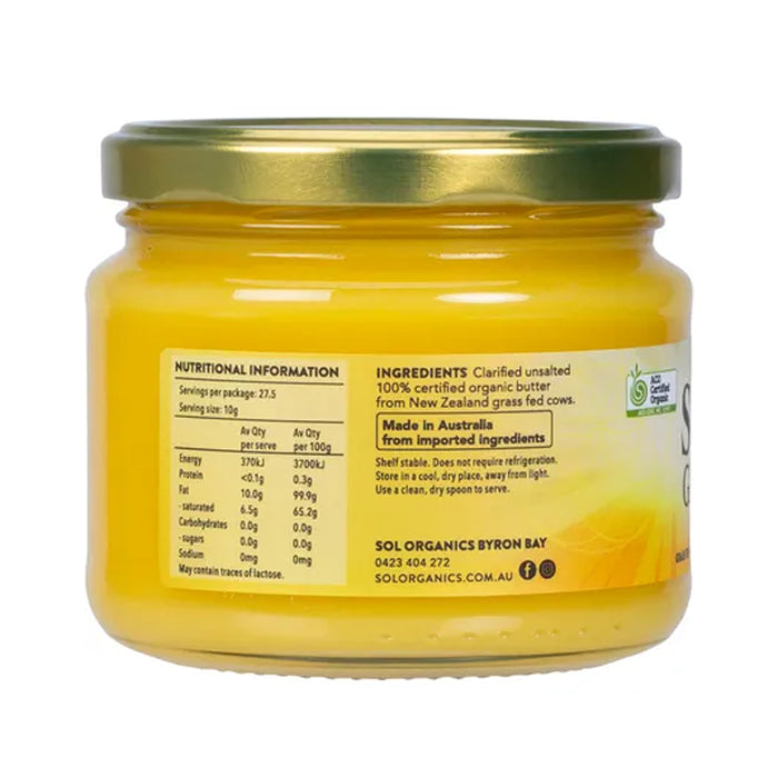 SOL Organic Organic Ghee 275g INGREDIENTS Wicked NRG