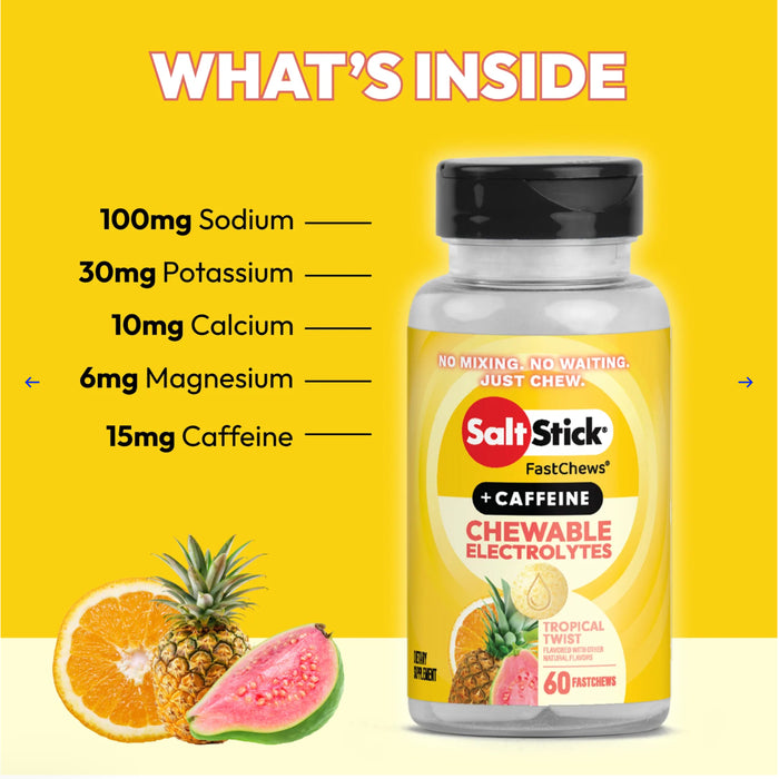 SaltStick FastChews Tropical Twist Caffeine 60 Tablets Ingredients Wicked NRG