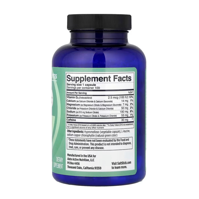 SaltStick, Electrolyte Capsules + Caffeine, 100 Capsules Nutritional Panel Wicked NRG