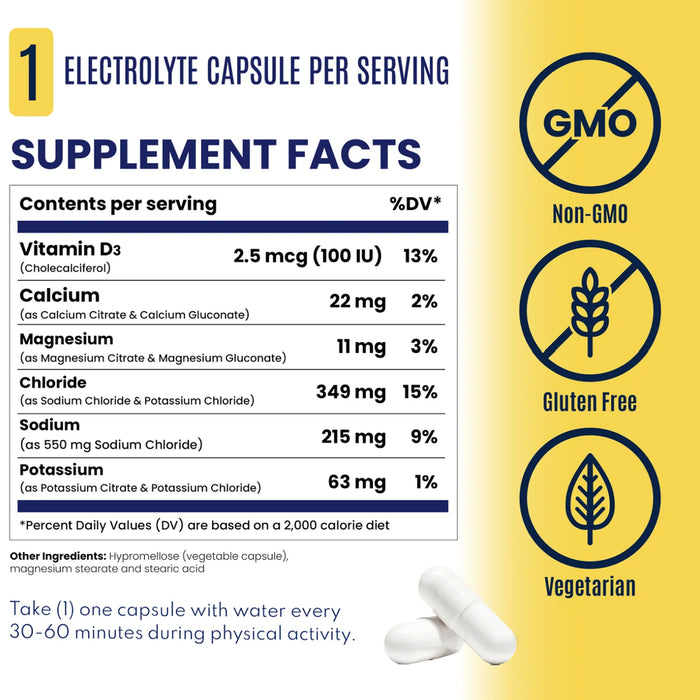 SaltStick, Salt Stick Electrolyte 4 Capsules Nutritional Panel Wicked NRG