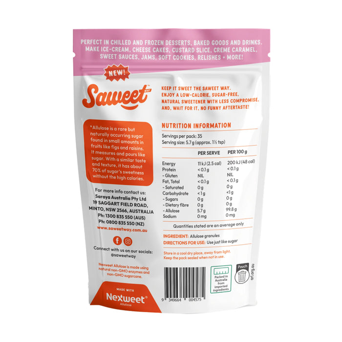 Saweet Way Pure Allulose Natural Sweetener Granules Ingredients Wicked NRG
