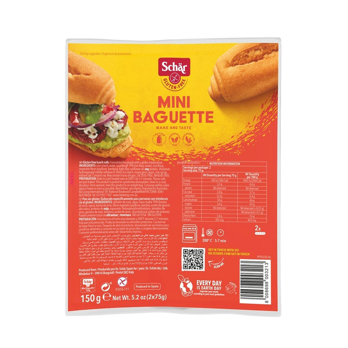 Schar Mini Baguette 2 pack 150g  Wicked NRG