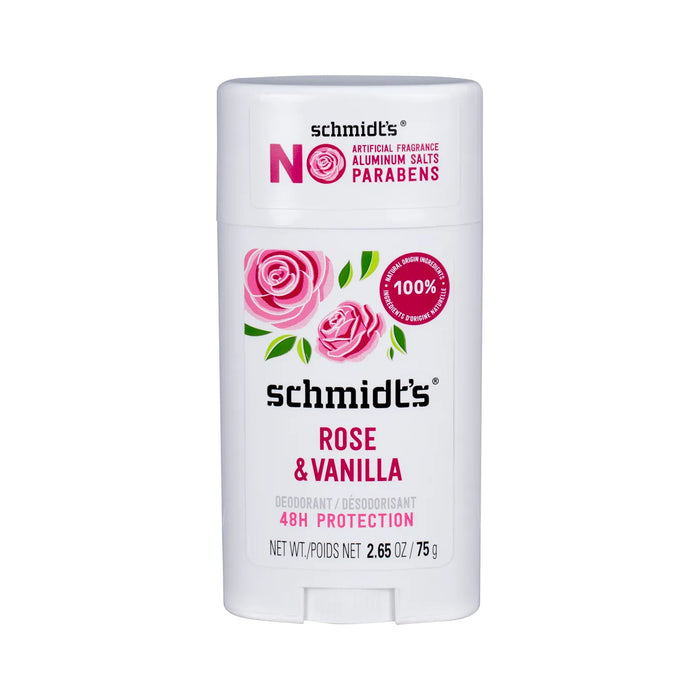 Schmidt's Deodorant Stick Rose + Vanilla 75g Wicked NRG