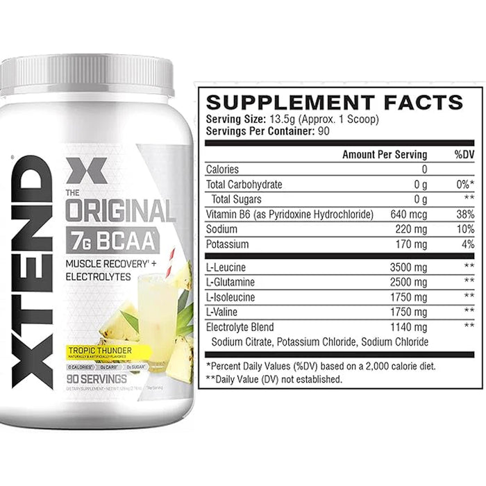 Scivation Xtend 90 BCAA 7000mg Tropic Thunder 90 servings 1.26kg Ingredients Wicked NRG