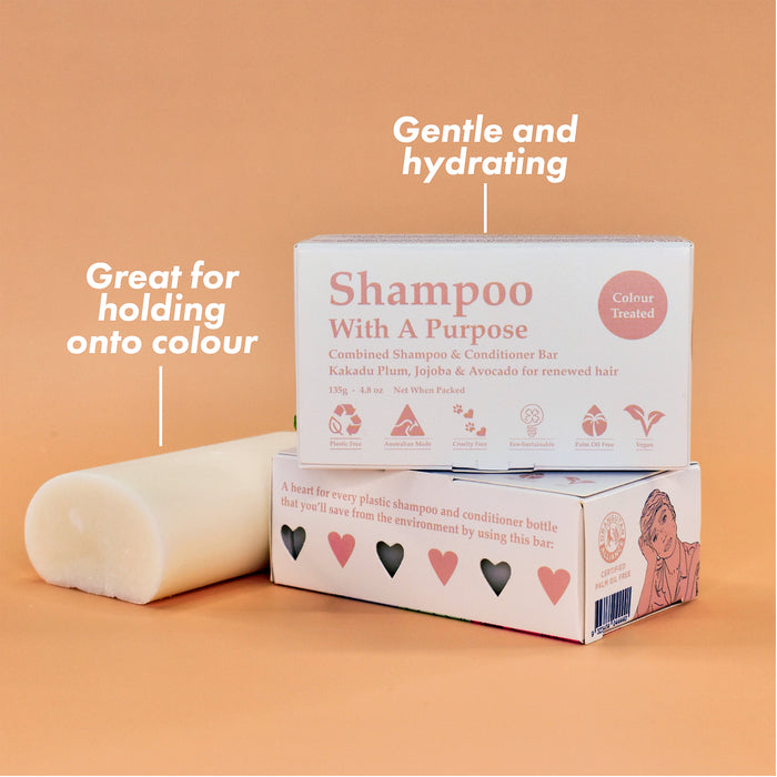 Shampoo With A Purpose Colour Treated Shampoo-Conditioner Bar,130g, c Wicked NRG
