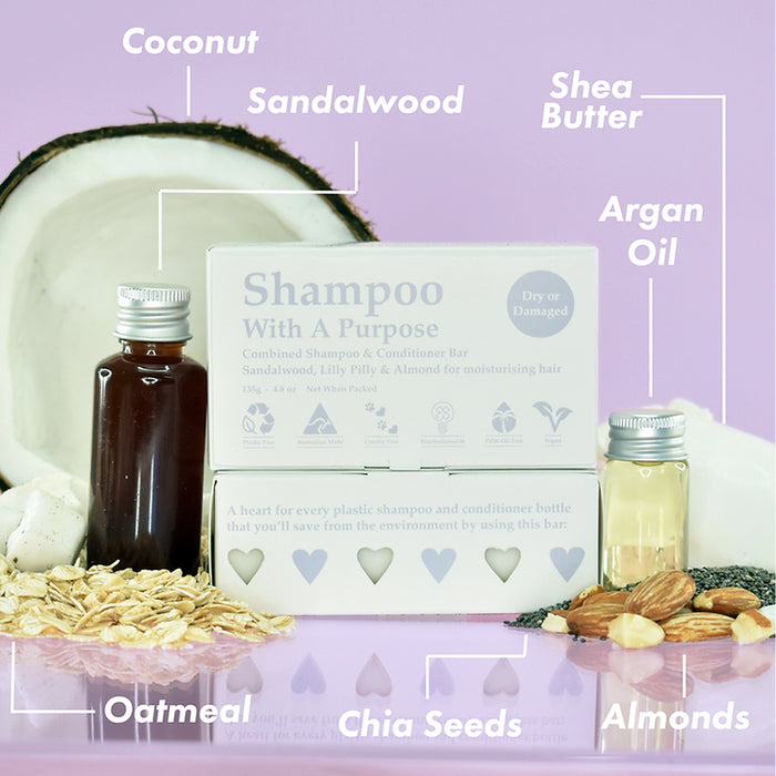 Shampoo With A Purpose Dry Or Damaged Shampoo-Conditioner Bar 130g, Oils Wicked NRG