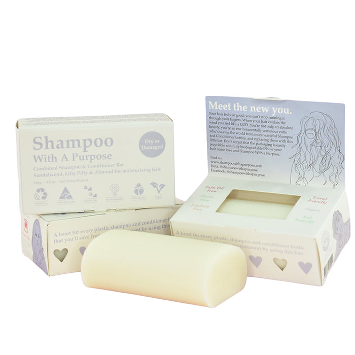 Shampoo With A Purpose Dry Or Damaged Shampoo-Conditioner Bar 130g, Packaging, Wicked NRG