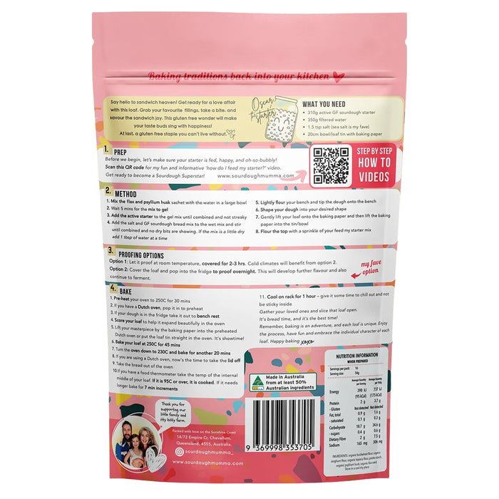 Sourdough Mummas Sourdough Bread Mix Gluten Free 315g Ingredients Wicked NRG
