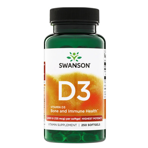 Swanson Vitamin D3 Highest Potency 5000 IU 250 Softgels Wicked NRG