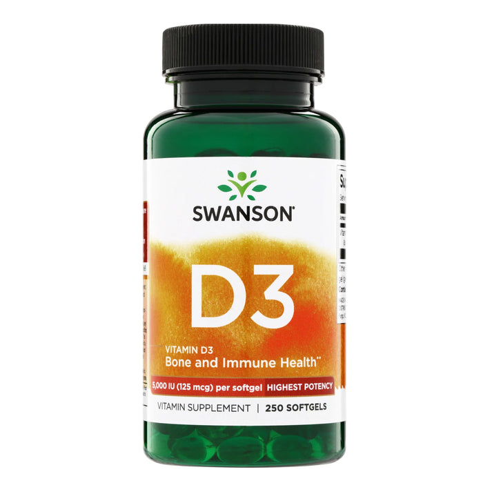 Swanson Vitamin D3 Highest Potency 5000 IU 250 Softgels Wicked NRG