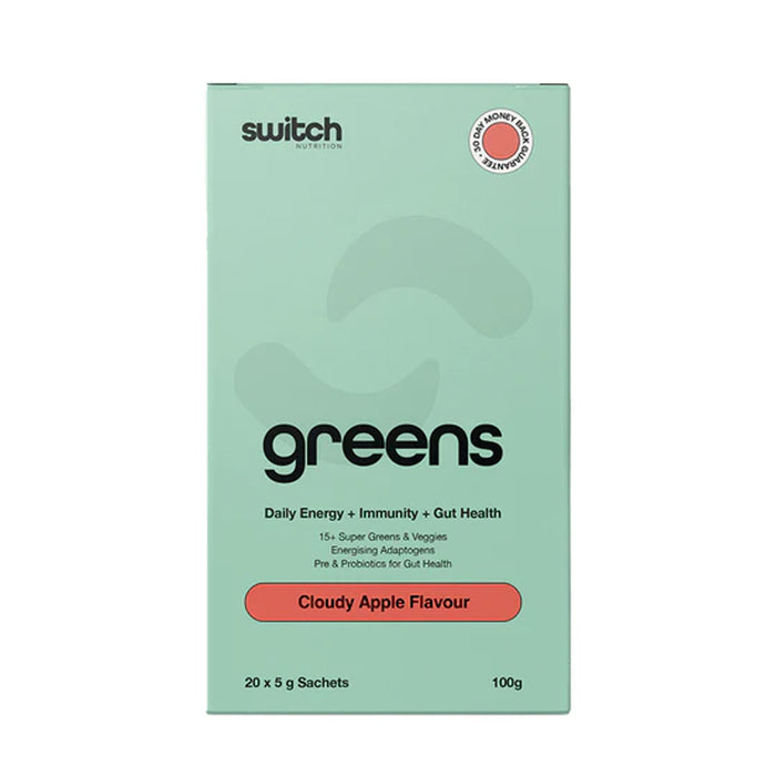 Switch Nutrition Greens Daily Energy Cloudy Apple 100g 20 Sachets Wicked NRG